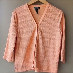 Lauren Ralph Lauren peach Knit button down Cardigan sweater size large